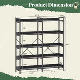 Huuger 5 Tier Bookshelf, Display Bookshelf with 10 Open Shelves and Raised Baffle, 47.2 Inch Straight Wide Bookcase with Metal Frame and Wooden Board, Adjustable Feet, Black Huuger