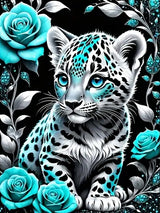 CHWGLFGG 5D Diamond Art Kits for Adults Beginners, Tiger Blue Rose Diamond Painting Kits, DIY Full Round Drill Paint by Diamonds Dot Gem Art for Adults, Home Wall Decor 12x 16 Inch CHWGLFGG