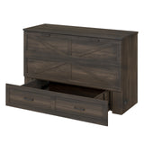 Bellemave Queen Murphy Bed, Cabinet Bed with Charging Station and Storage, Farmhouse Murphy Cabinet with Foldable Panel, Noisy Free, for Guest Bedroom, Living Room, Office, Rustic Gray Bellemave