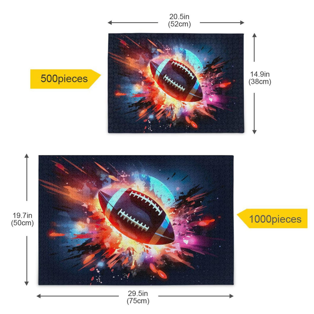 DOMIKING Glowing American Football Black Jigsaw Puzzles for Adult 500 Pieces Impossible Puzzles for Boy Girl Home Decor DOMIKING