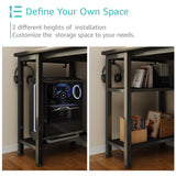 Lufeiya Gaming Desk with 4 Fabric Drawers & Storage Shelves, 47 inch Computer Writing Work Study Desk for Home Office Bedroom, Modern Simple Student PC Desks Table, Black Lufeiya