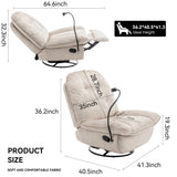 LEHZROAJ Swivel Rocker Recliner Chair for Adult, Power Glider Nursery Rocking Chair, Armless Single Recliner Sofa for Living Room, Oversized & Overstuffed, Phone Holder Included, White LEHZROAJ