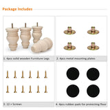 Crawopft 5 Inch Wooden Furniture Legs, Set of 4 Replacement Solid Wood Unfinished Round Furniture Bun Feet for Couch Chair Sofa Dresser Desk Table Cabinet Bed Bookcase Crawopft
