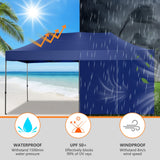 COBIZI Pop up Canopy Tent 10x20 Heavy Duty Gazebo with 6 Sidewalls, UPF 50+ All Weather Waterproof Commercial Outdoor Wedding Party Tents Canopy with Roller Bag, Dark Blue COBIZI