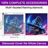 croshom Diamond Art Kits for Adults, Halloween Magic Hat Diamond Painting Kits, 5D DIY Diamonds Art Painting Kit, Full Round Drill for Home Wall Decor Gifts 14" x 14" croshom