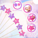 Juexica 30 Pcs Princess Fairy Wand Kit Includes 24 Make Your Own Princess Craft Unfinished Wooden Fairy Wand and 6 Gem Stickers for Girls DIY Magical Crafts(Pink,Purple) Juexica