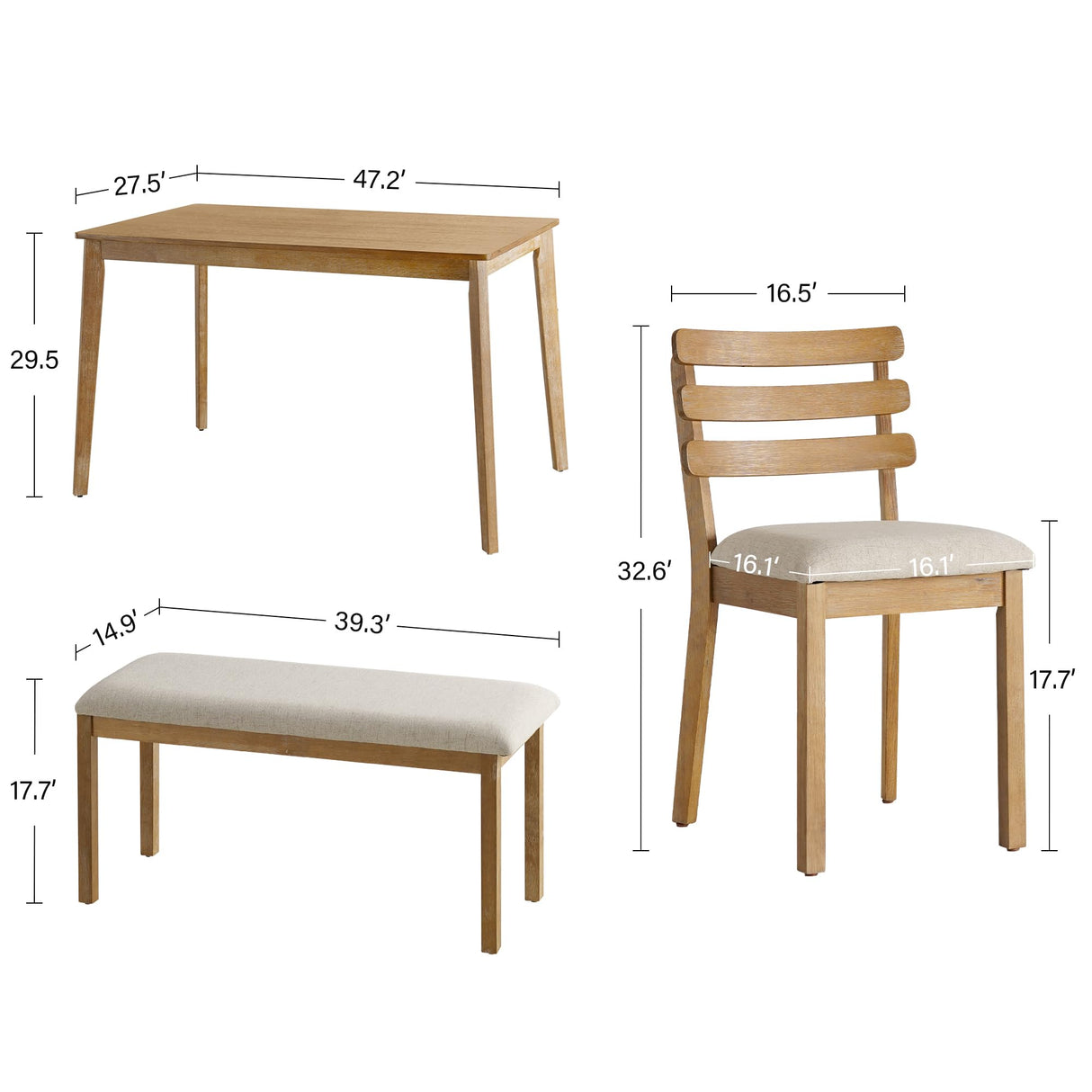 Modern Dining Table Set for 4, Wooden Farmhouse Dining Roon Table and Solid Wood Chairs, 7-Piece Dining Set for Home, Kitchen, Dining Room, 6 Upholstered Chairs, Solid Wood Legs SIMTONAL