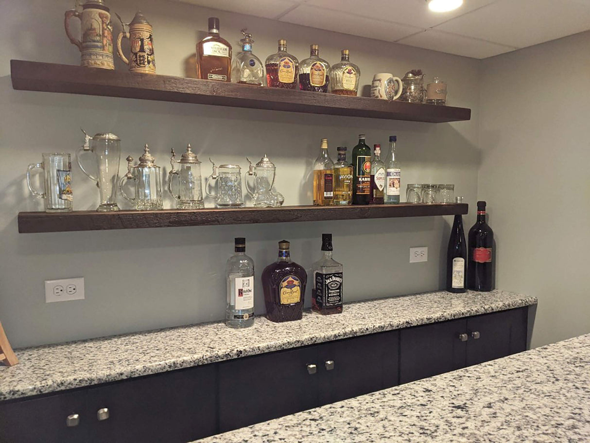 Joel's Antiques - 72 Inch Wooden Floating Shelves for Wall - Made of Natural Wood - Long Heavy Duty Rustic Fireplace Mantel & Book Shelf - Perfect for Living Room - Mocha 72x8x2 in joelsantiques