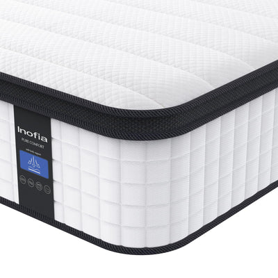 Inofia Twin XL Size Mattress, 14 inch Hybrid Twin XL Mattress in A Box,Ultra Comfort Memory Foam Layer, Medium Feels, Cooling Breathable Cover,Low Motion Transfer Supports for Any Sleep Position