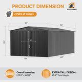 EASYHAWK 10 x 14 FT Outdoor Storage Shed, Metal Waterproof Storage Shed Steel Utility Garden Tool Shed with Door & Lock Outdoor Storage,All-Weather Shelter for Bike, Gardening Tools, Lawn Mowers EASYHAWK