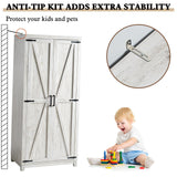 LUXOAK 70" Large Armoire Wardrobe Closet with Hanging Rod, Wooden Closets for Bedroom with Shelf, Farmhouse Clothing Storage Cabinet with 2 Barn Doors, Distressed White LUXOAK