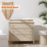 ANPHSIN 12 Pack Boho Rattan Dresser Knobs- Durable Beech Wood Drawer Knobs Handmade Wicker Woven Pulls with 24 Screws for Cabinets, Furniture ANPHSIN