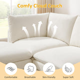 VANOMi 98" Cloud Modular Sectional Sofa Couches for Living Room, Oversized Modern Sleeper Sofa with Deep Seat Double-Layer Thick Cushion Ottoman, Convertible Upholstered Sofa Set, Ivory White VANOMi
