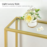 HOOBRO 29.5" Narrow Console Table, Tempered Glass Sofa Table, Small Side Table, Modern Entryway Table, for Entrance, Living Room, Foyer, Hallway Bedroom, Gold GD07XG01 HOOBRO