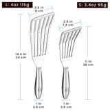 Fish Spatula Stainless Steel Combo, 1 Large Fish Turner Spatula + 1 Small Griddle Spatula, Metal Spatula for Kitchen Use, Slotted Spatulas, Frying Spatula with Thin Edge Ideal for Turning & Flipping Gourmet Easy