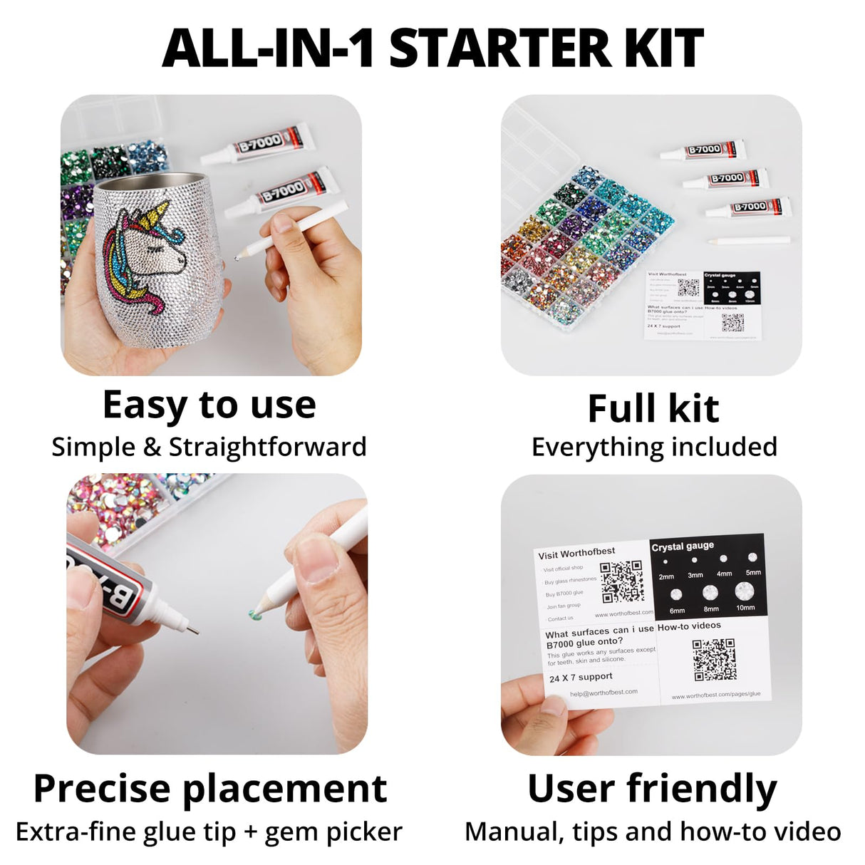 30000Pcs Resin Jelly Rhinestones for Crafting Bedazzling, Multicolor 3mm Flatback Gems for Crafts Clothing Clothes Tumblers Shoes Nails, Flat Back Mixed Color Bulk Bedazzler Kit Jewels with b7000 Glue Worthofbest