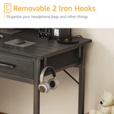 DLisiting Small Desk with Fabric Drawers for Bedroom, 32 Inch Small Gaming Desk with 2 Drawers for Small Space, Study Writing Table PC Desks, Black DLisiting