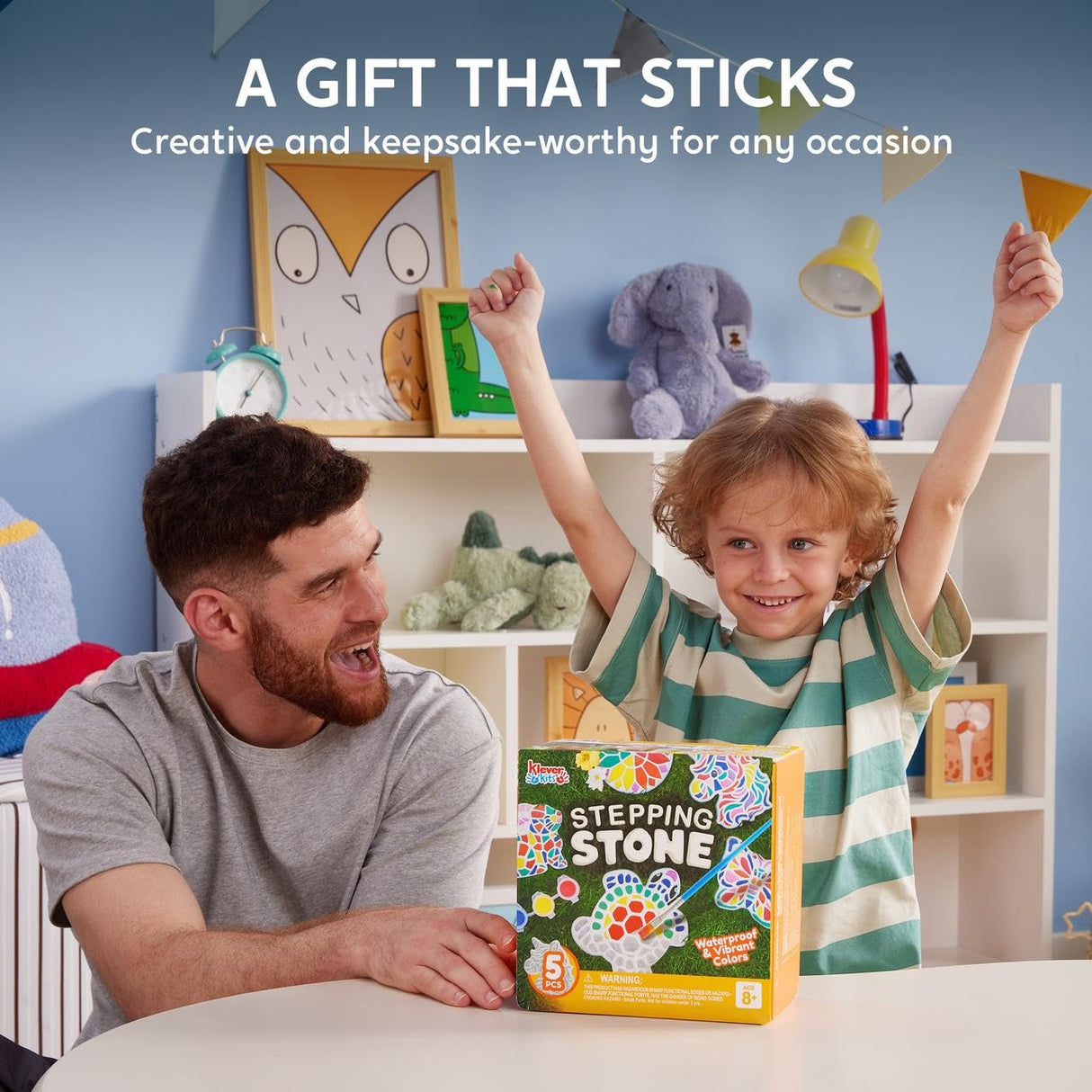 Klever Kits Stepping Stones Painting Kit for Kids - Paint 5 Garden Stones, Ceramic Garden Decor, Unicorn Craft Kits for Boys, Gifts for Boy, Girl Age 8+ Year Old - Summer Gift Klever Kits