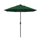 California Umbrella 9' Round Aluminum Market Umbrella, Crank Lift, Auto Tilt, Bronze Pole, Hunter Green Olefin California Umbrella