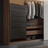 Mifuro Tall Dresser for Bedroom, Vertical Storage Organizer Tower with 7 Drawers, Chest of Drawers with Fabric Bins, Steel Frame, Wood Top for Bedroom, Closet, Entryway- Black Mifuro