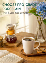 Sweese Porcelain Coffee Mugs - 16 Ounce - Set of 6, Cups for Latte, Hot Tea, Cappuccino, Mocha, Cocoa, White Sweese