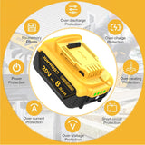 JUNWOOD 4Pack 8.0Ah Replacement for Dewalt 20V Battery Lithium Max XR Cordless Tools DCB180 DCB205 DCB206 DCB206-2 DCB200 DCB204 DCB204BT-2 DCB203 DCB201 DCB207 JUNWOOD