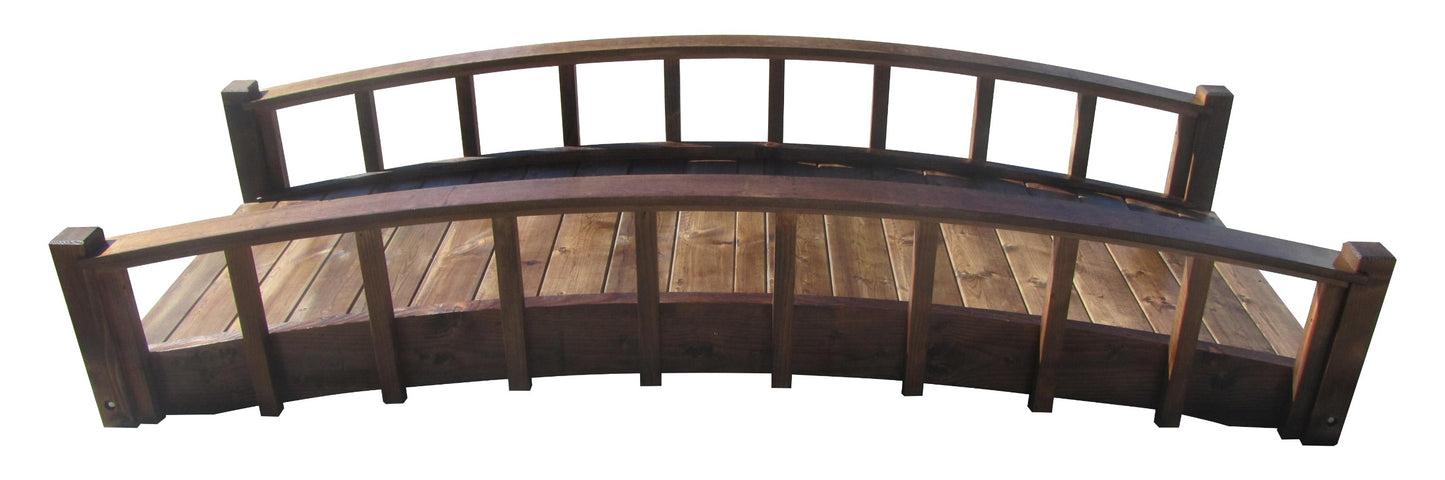 SamsGazebos Moon Bridges Japanese Style Arched Wood Garden Bridges, 8-Feet, Brown - WoodArtSupply