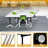 Conference Table,6 Pack Foldable Conference Room Table,47.2in Rolling Meeting Seminar Table with Casters,Business Mobile Training Table for 6-8 People,Modern Seminar Boardroom Table for Office MSFDC
