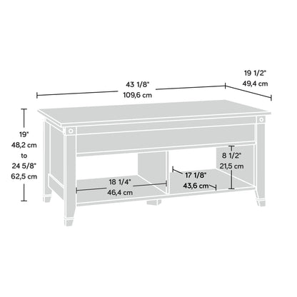 Sauder Carson Forge Lift Top Coffee Table, Lintel Oak finish - WoodArtSupply