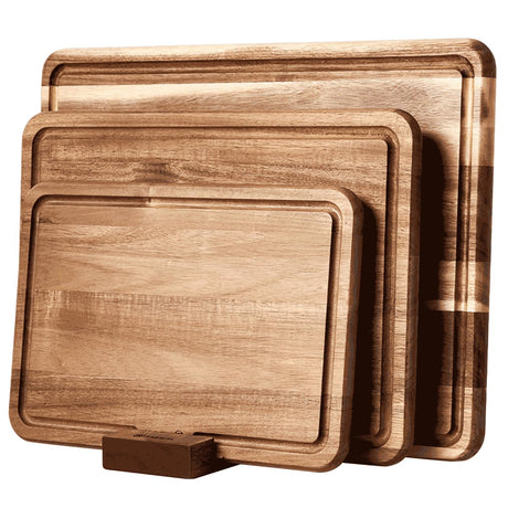 YUSOTAN Wood Cutting Board Set of 3 for Kitchen, Acacia Wooden Cutting Boards, Thick Chopping Board with Deep uice Groove Butcher Block, Wooden Trays for Meat, Fruit and Cheese YUSOTAN