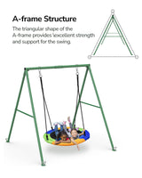 PACEARTH 440lbs Capacity Flying Saucer Swing Set with Heavy Duty A-Frame Metal Swing Stand, Full Steel, Outdoor for Kids, Backyard, Playground, Outdoor PACEARTH