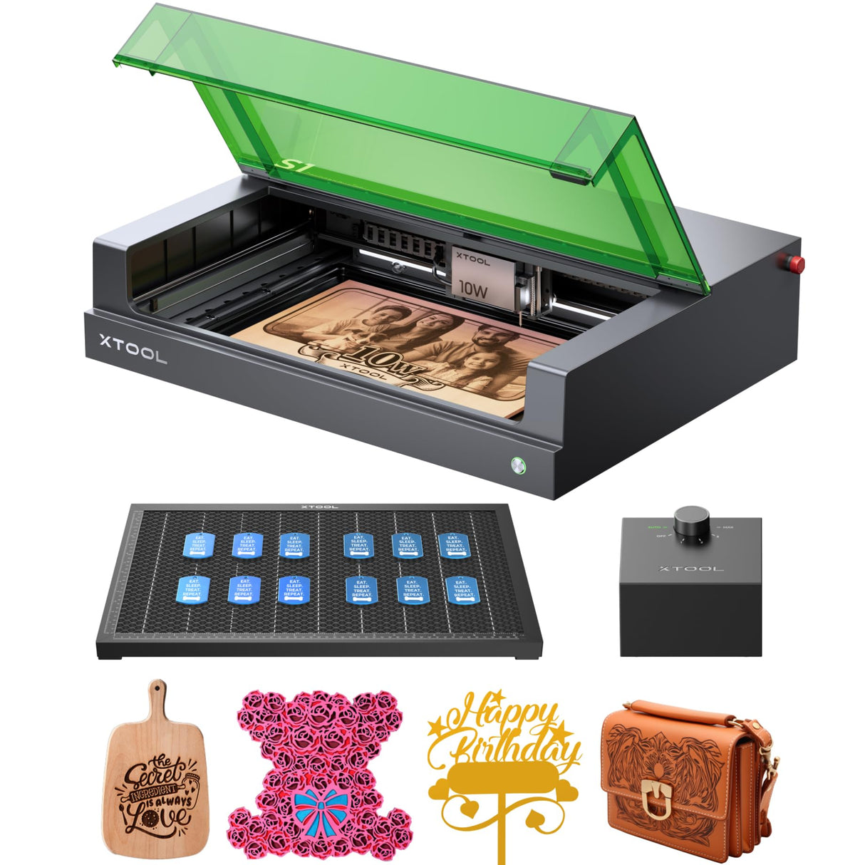 xTool S1 10w Laser Engraver, Acrylic Laser Cutter Machine with Air Assist for Laser Cutter, Laser Cutter Machine with xTool Laser Engraver Enclosure, xTool
