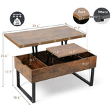 SMOOL Lift Top Coffee Table, 3 in 1 Multi-Function with Hidden Compartment for Living Room, Modern Lift Coffee Table Converts to Dining Table for Reception, Rustic Brown SMOOL