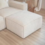 Acanva Luxury Modular Sectional Living Room Sofa Set, Modern Minimalist Style Couch with Ottoman and Chaise, L-Shape, Linen-Like Cream Acanva