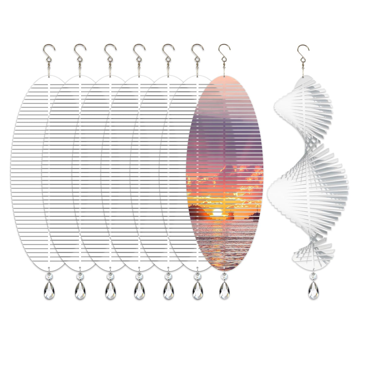 WindMage 8 Pack 11inch Sublimation Wind Spinner Blanks 3D Aluminum Metal Wind Sculpture Kinetic Spinners for Yard and Garden Indoor Art Ornaments Hanging Decoration (Helix) WindMage