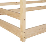 Montessori Twin House Bed with Roof for Kids - Natural Wooden Floor Bed by Harper & Bright Designs Harper & Bright Designs