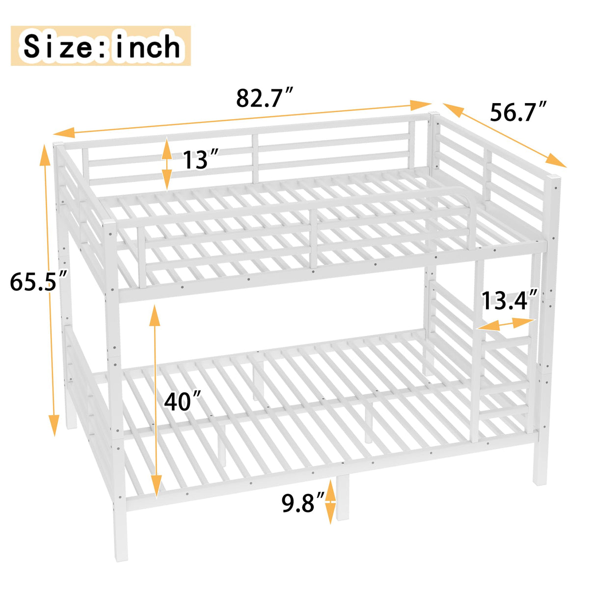 Bellemave Full XL Over Full XL Bunk Bed with Headboard and Build in Ladder, Heavy Duty Bunk Beds with Guardrail, Convertible Bunk Bed, Easy Assemble, Mattress Not Included, White Bellemave