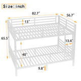 Bellemave Full XL Over Full XL Bunk Bed with Headboard and Build in Ladder, Heavy Duty Bunk Beds with Guardrail, Convertible Bunk Bed, Easy Assemble, Mattress Not Included, White Bellemave