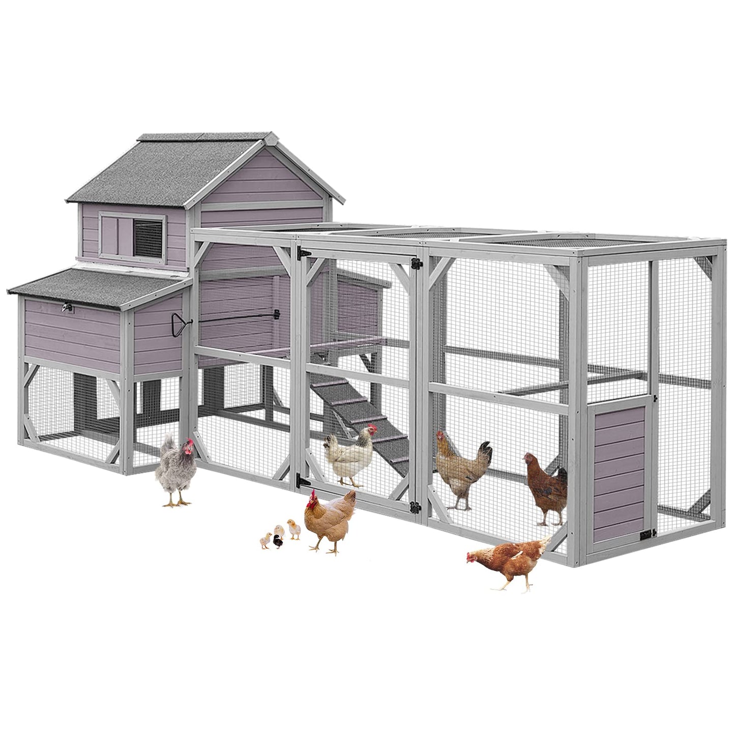 Chicken Coop Outdoor 135" Super Large Wooden Chicken House Poultry Cage with Large Nesting Boxes,55ft² - WoodArtSupply