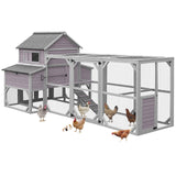 Chicken Coop Outdoor 135" Super Large Wooden Chicken House Poultry Cage with Large Nesting Boxes,55ft² GUTINNEEN