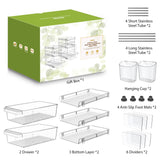Clear Bathroom Organizers 2 Sets 3 Tier, Pull Out Organizer and Storage with 2 Cups, Slide Out Drawer Storage Container with 6 Dividers, Multi-Purpose Bathroom Organizer, Kitchen Under Sink Organizer WAKISA