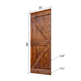 K Style Series Finished DIY Solid Wood Sliding Barn Door Slab(Hardware Kit NOT Included) (36in. x 84in., Classic Walnut) ISLIFE