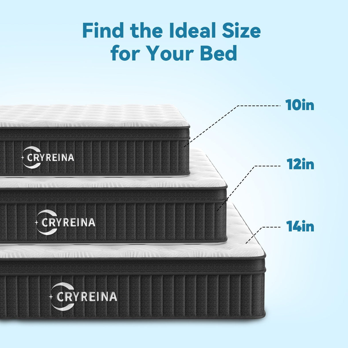 CRYREINA Full Mattress, 12 Inch Full Size Mattresses, Hybrid Pocketed Coil Mattress in a Box, Medium Firm, 100 Nights Trial CRYREINA