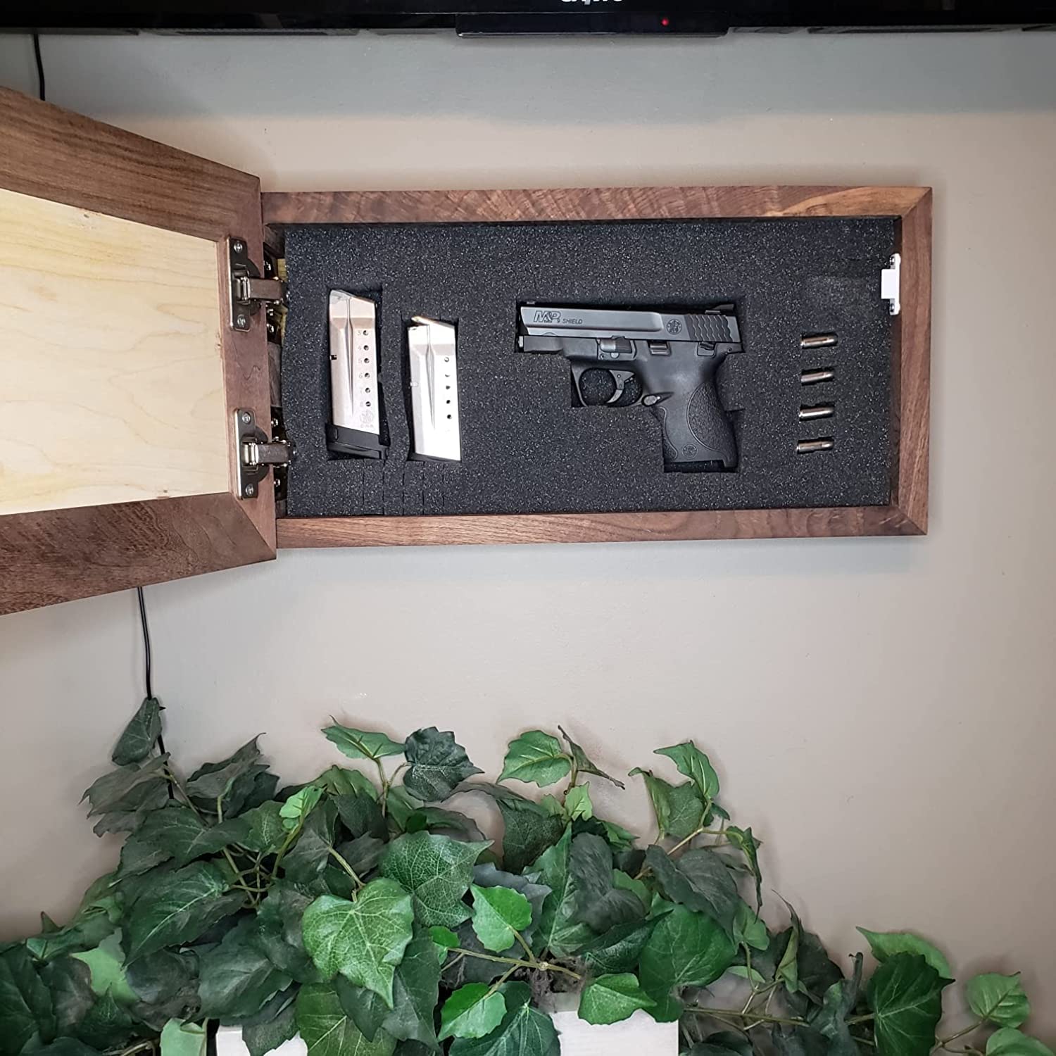 Bellewood Designs Hidden Gun Storage, Personalized Concealment Shelf with Family Name, Last Name and Established Date (Provincial) - WoodArtSupply