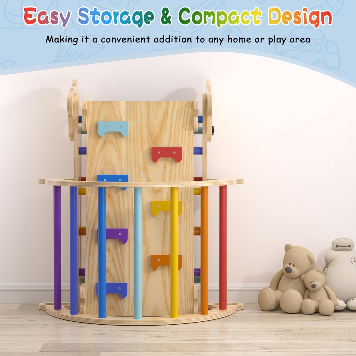 CMFYDAILY 5 in 1 Pikler Triangle Set, Foldable Baby Climbing Gym Indoor Montessori Climbing Set Wooden Toddler Climbing Toys with Arch, Ramp, Ladder CMFYDAILY