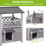 GUTINNEEN Cat House Outdoor Weatheproof Feral Cat Shelter Wooden Cat Condos for Winter Large Balcony GUTINNEEN