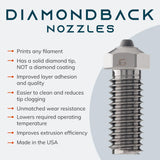 Diamondback Nozzles – Qidi Q1 Pro, XMax3, XPlus3 Compatible – Polycrystalline Solid Diamond Tip 3D Printer Nozzles, Improved Extrusion, Any Filament, Long Life, Wear Resistant, USA Made (0.6mm) US Synthetic