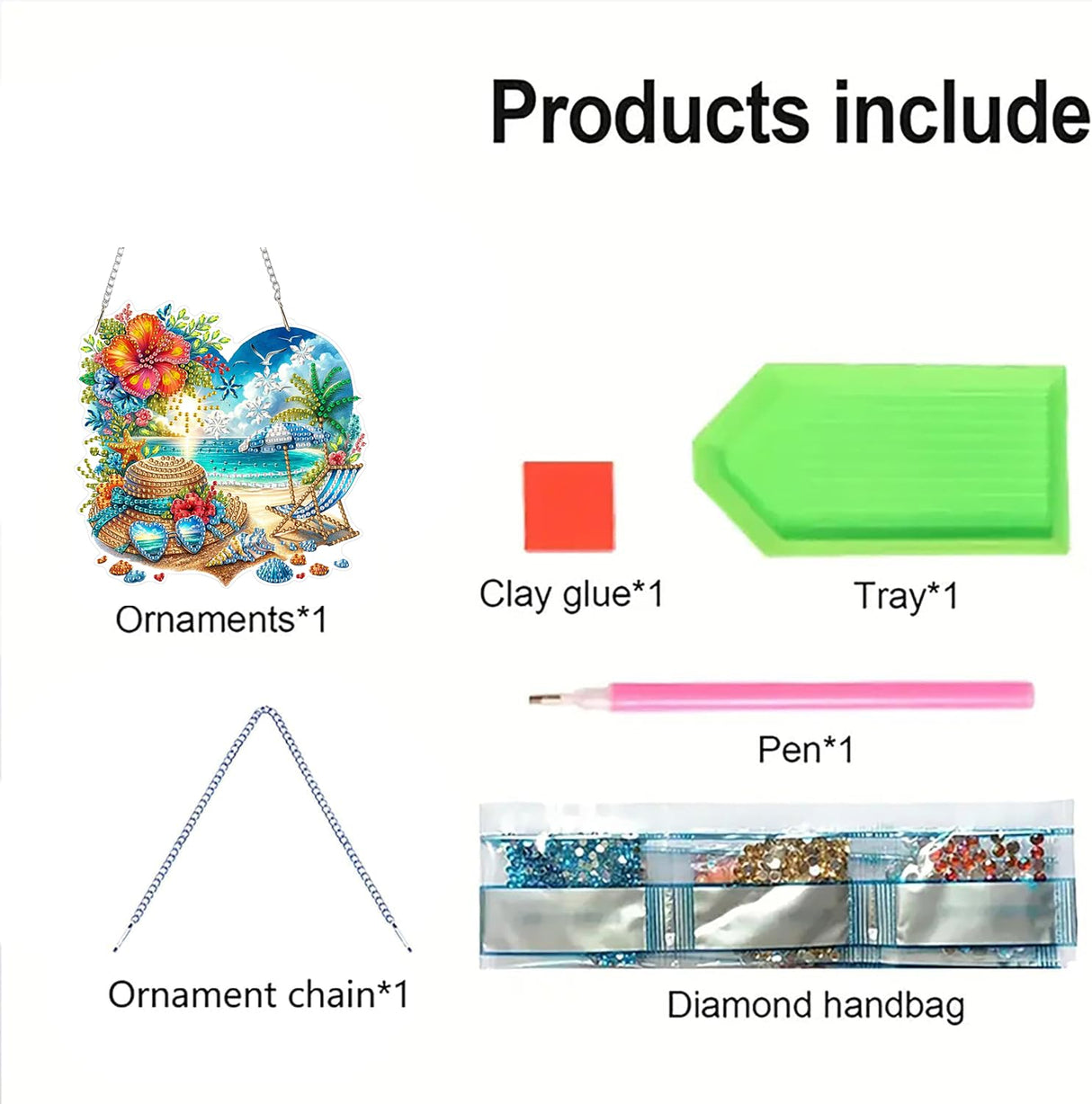 ARPADAMO Hanging Diamonds Art kit for Adult,DIY Summer Beach Pendant Diamonds Painting Art Kit, 7.2x7 inch Acrylic Diamonds Painting Board Kit Ornament, Special Crystal Diamond Hanging Ornament ARPADAMO