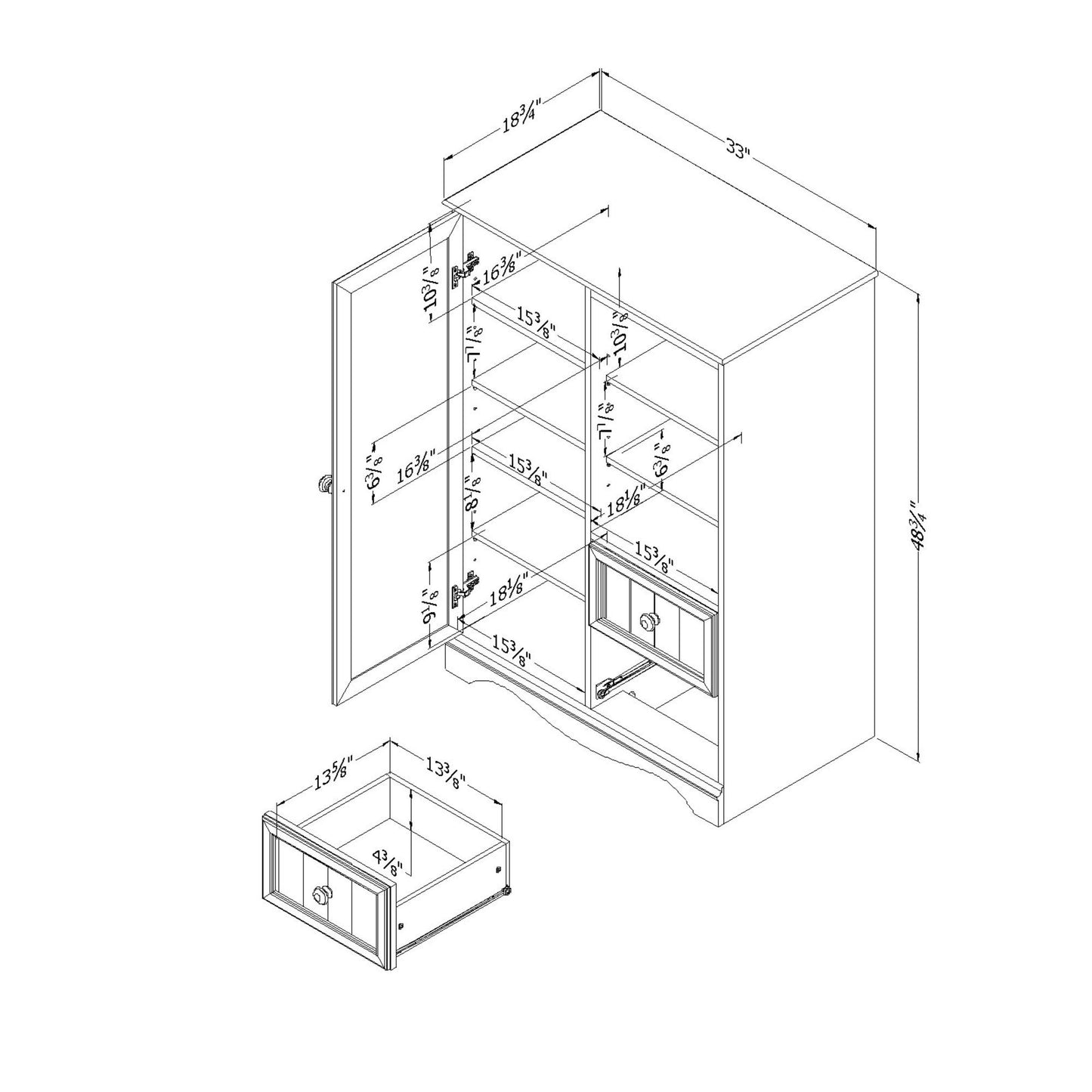 South Shore 1-Door Armoire with Adjustable Shelves and Storage Drawers, Espresso - WoodArtSupply