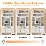 ARTETHYS Small Vanity Desk with Sliding Mirror and Lights White Makeup Vanities Set with Drawers Compact Dressing Table with Cabinet and Adjustable Shelves for Bedroom ARTETHYS